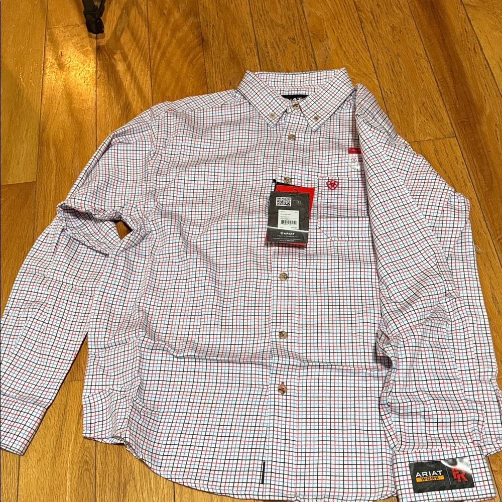 Ariat Men's Red and White Plaid Button Down Shirt